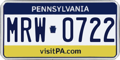 PA license plate MRW0722