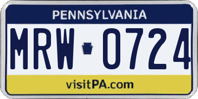 PA license plate MRW0724