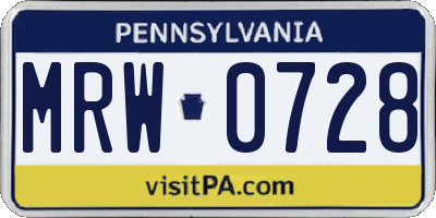 PA license plate MRW0728