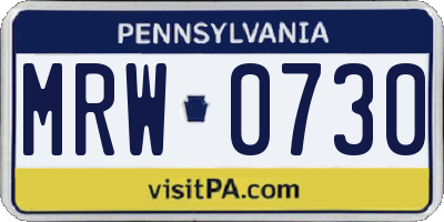 PA license plate MRW0730