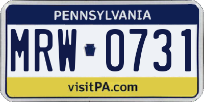 PA license plate MRW0731