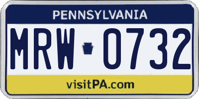 PA license plate MRW0732