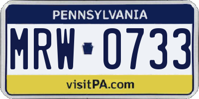 PA license plate MRW0733