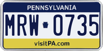 PA license plate MRW0735