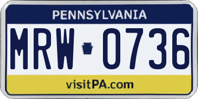 PA license plate MRW0736