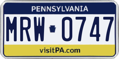 PA license plate MRW0747
