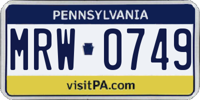 PA license plate MRW0749