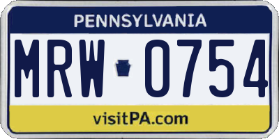PA license plate MRW0754