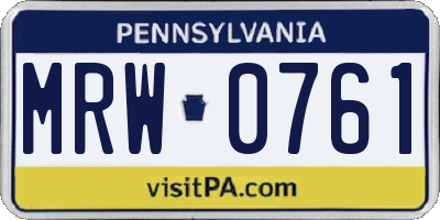 PA license plate MRW0761