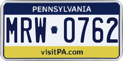 PA license plate MRW0762