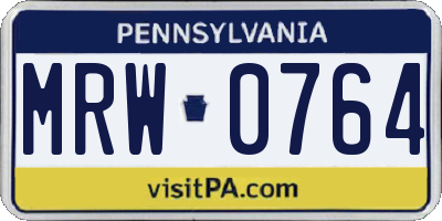 PA license plate MRW0764