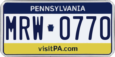 PA license plate MRW0770
