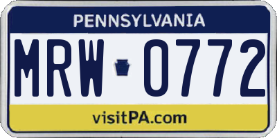 PA license plate MRW0772