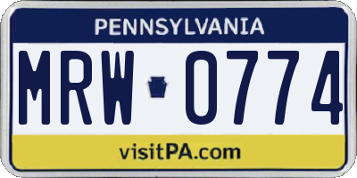 PA license plate MRW0774