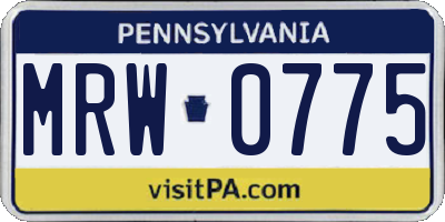 PA license plate MRW0775