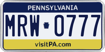 PA license plate MRW0777