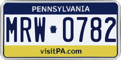 PA license plate MRW0782