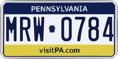 PA license plate MRW0784