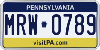 PA license plate MRW0789