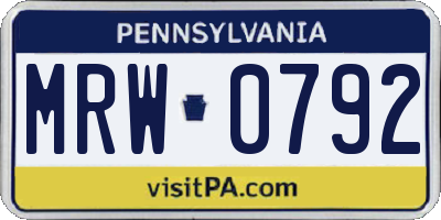 PA license plate MRW0792