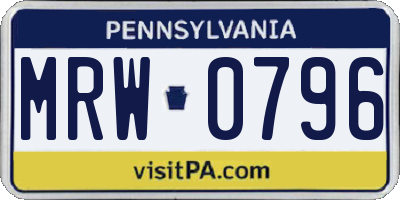 PA license plate MRW0796