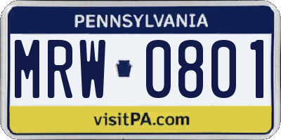 PA license plate MRW0801