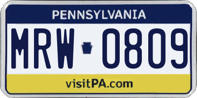 PA license plate MRW0809