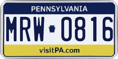 PA license plate MRW0816