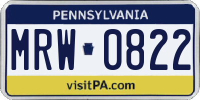 PA license plate MRW0822