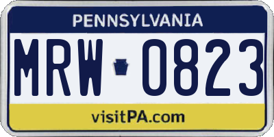 PA license plate MRW0823