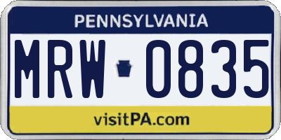 PA license plate MRW0835