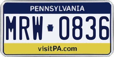 PA license plate MRW0836