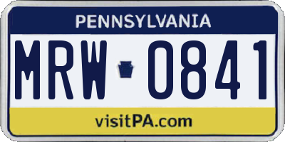 PA license plate MRW0841