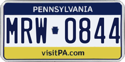 PA license plate MRW0844