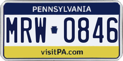PA license plate MRW0846