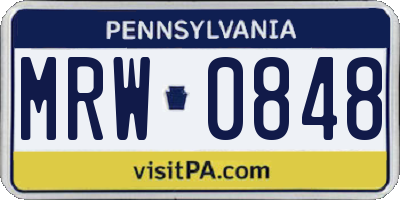 PA license plate MRW0848