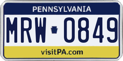PA license plate MRW0849