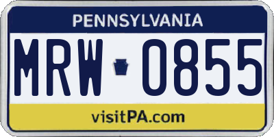 PA license plate MRW0855
