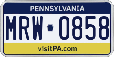 PA license plate MRW0858
