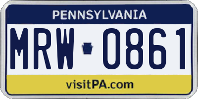 PA license plate MRW0861