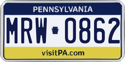 PA license plate MRW0862