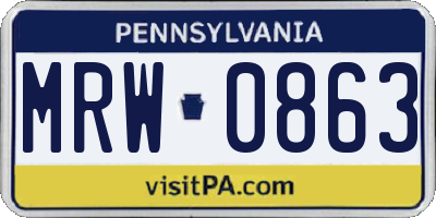 PA license plate MRW0863