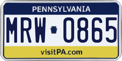 PA license plate MRW0865