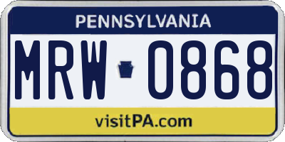 PA license plate MRW0868