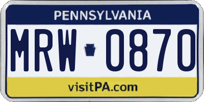 PA license plate MRW0870