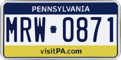 PA license plate MRW0871