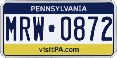 PA license plate MRW0872