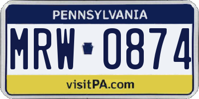 PA license plate MRW0874