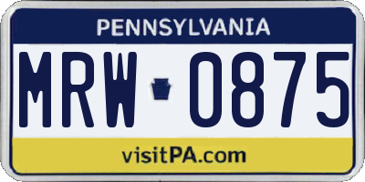 PA license plate MRW0875