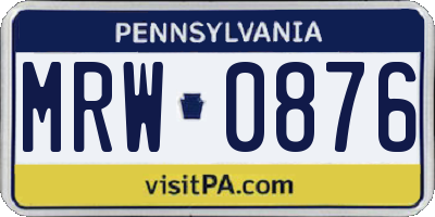 PA license plate MRW0876